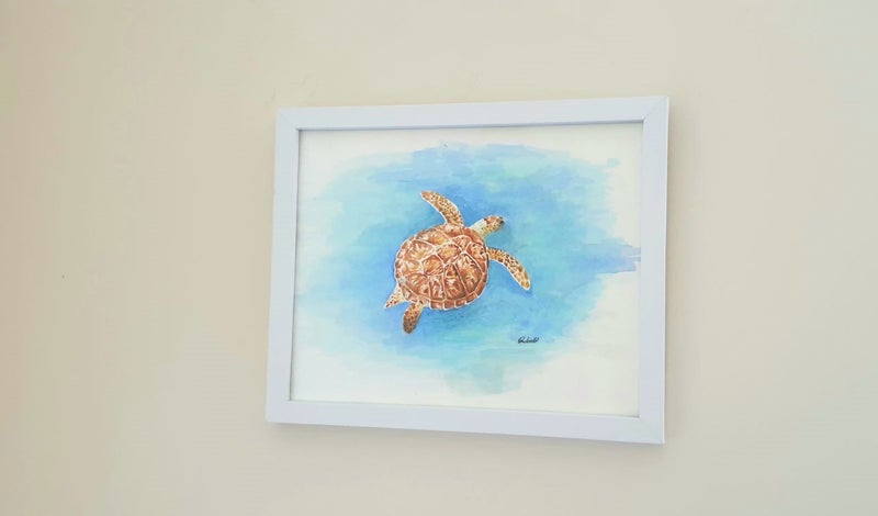 FRAMED Watercolour Turtle Series Carousel 1