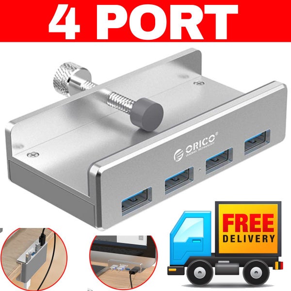 MH4PU 4 Port USB3.0 Silver Clip-type Desktop Laptop Add-On USB Hub NZ STOCK Carousel 1