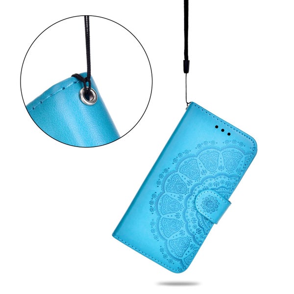 Samsung Galaxy a34 5g embossed PU leather wallet case mandala totem blue Carousel 5