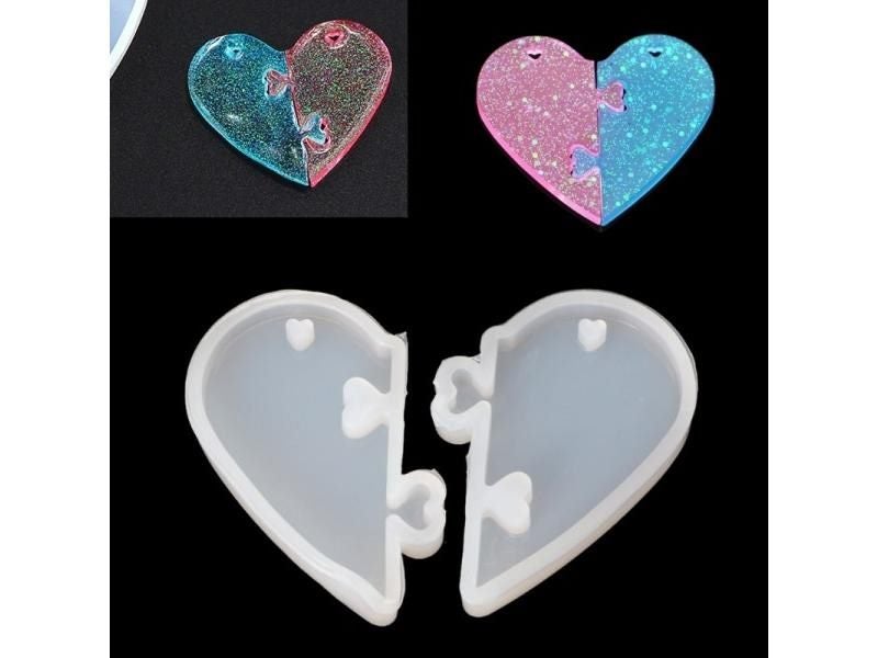 2Pcs Heart Locks For Lovers Pendant Liquid Silicone Mold DIY Epoxy Resin Mould Carousel 1