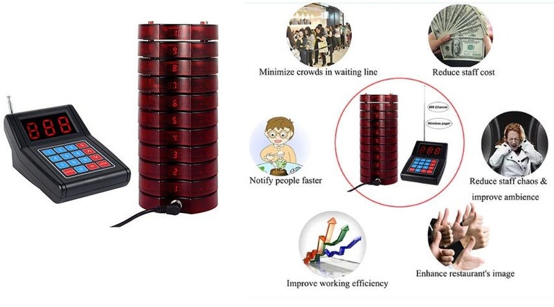 Pager Wireless Paging Queuing System 12 Coaster Pagers - Coffee Shop Restaurant Carousel 1
