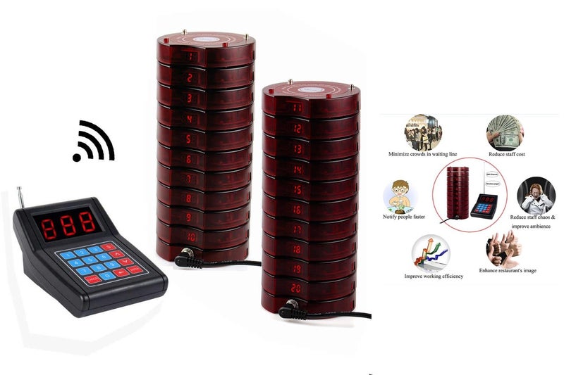 Pager Wireless 20 Coasters Paging Calling system Dessert Shop, Food Court Carousel 1