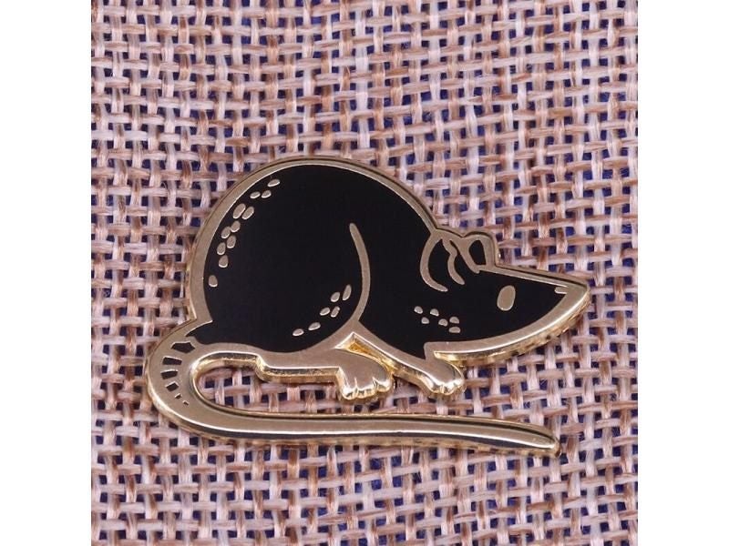 Black Mouse Enamel Pin Hooded Rat Brooch Cute Pet Badge Funny Animal Jewelry Carousel 1