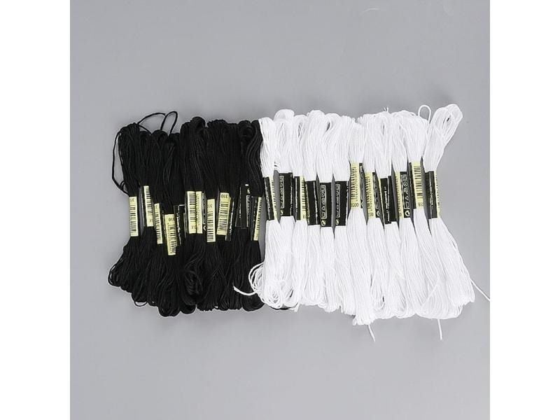 12 White 12 Black Embroidery Floss Cross Stitch Cotton Embroidery Thread Floss Carousel 1