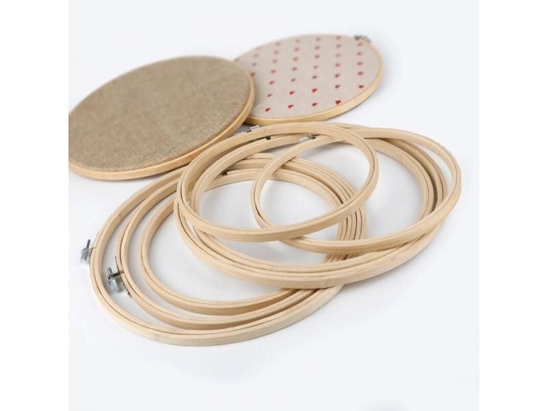 7 Size 10-26CM Bamboo Frame Embroidery Hoop Ring DIY Needlework Craft Cross Carousel 2