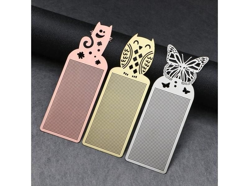 1pc Butterfly Owl Cross Stitch Bookmark Metal Silver Golden Needlework Carousel 2