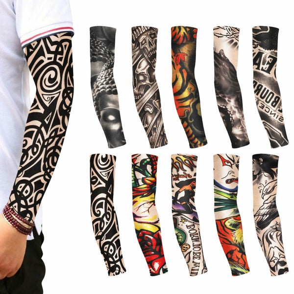 10PCS Tattoo Cooling Arm Sleeves Cover Basketball Golf Sport UV Sun Protection Carousel 1