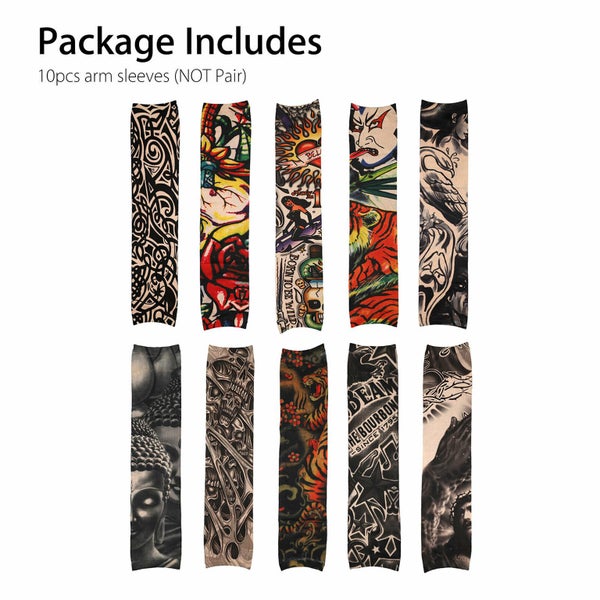 10PCS Tattoo Cooling Arm Sleeves Cover Basketball Golf Sport UV Sun Protection Carousel 8