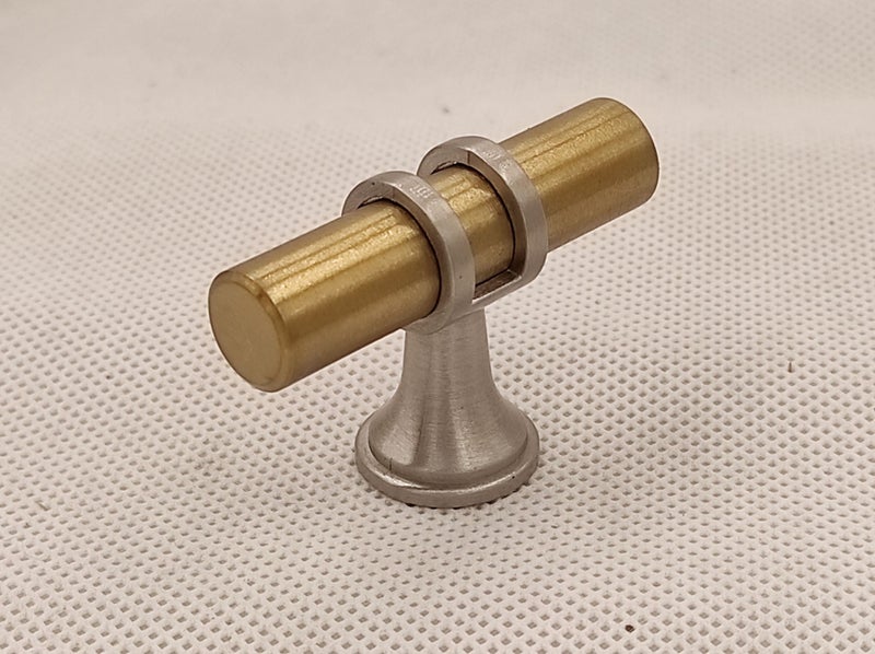 TBar Circular Cabinet Door and Drawer Handles 50mm Brushed Brass/Brushed Nickel Carousel 1