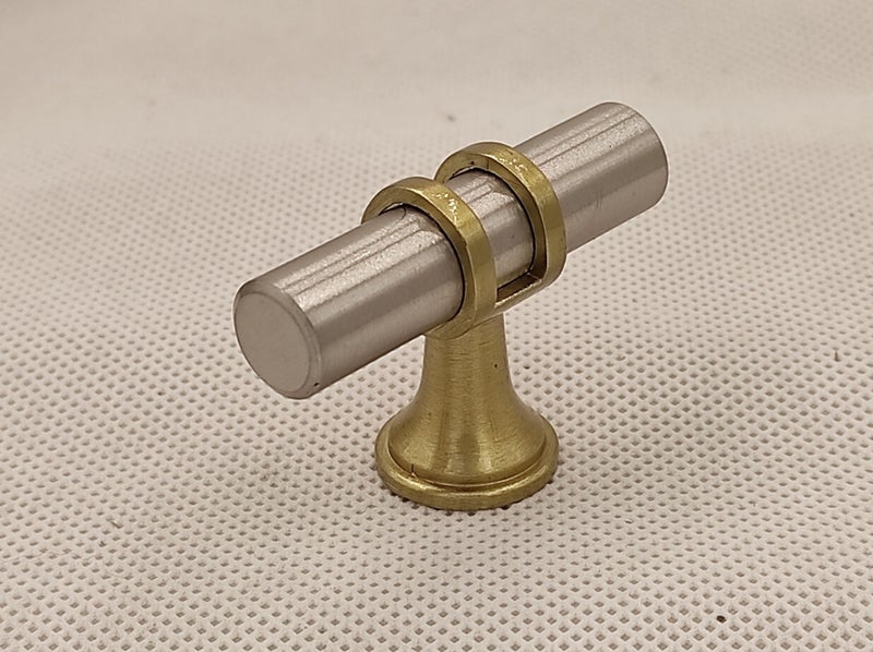 TBar Circular Cabinet Door and Drawer Handles 50mm Brushed Nickle/Brushed Brass Carousel 1