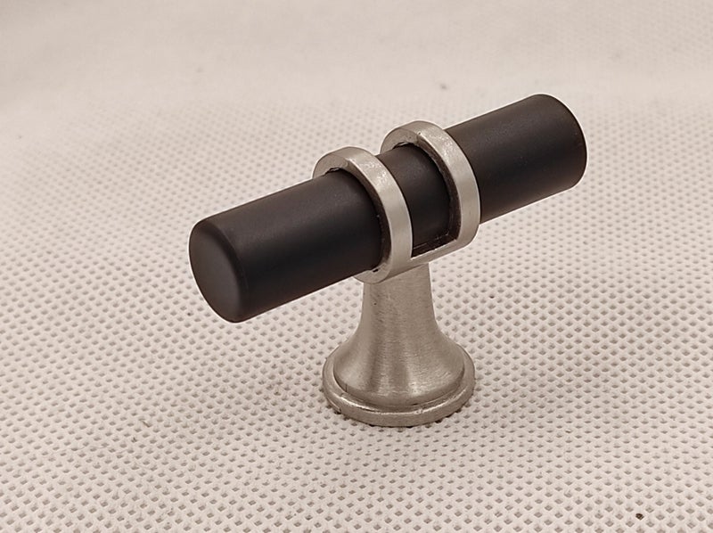 TBar Circular Cabinet Door and Drawer Handles 50mm Black/Brushed Nickel Carousel 1