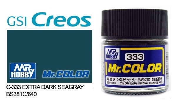 Gunze - C333 Mr Color Semi Gloss Extra Dark Dark Sea Grey BS381/C640 Carousel 1