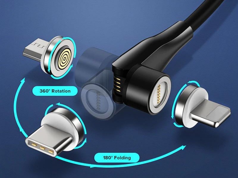 Magnetic Cable Flexible head | 2m Cord | USB C / Micro USB / iPhone | Black62863233491459111