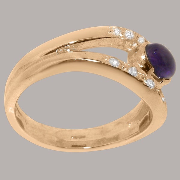 Rose Gold Amethyst & Cubic Zirconia Womens Band Ring - Full 14k UK Hallmark Carousel 2