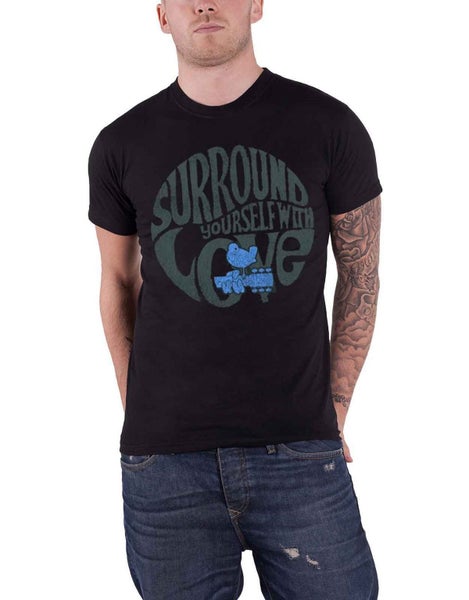 Woodstock Mens T Shirt Black Surround Yourself With Love Logo Official Carousel 1