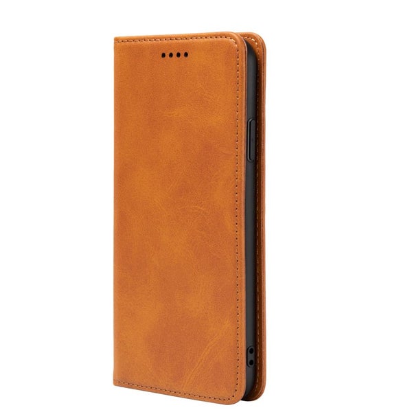 Oppo A54 5G PU leather slim flip case concealed magnet tan Carousel 2