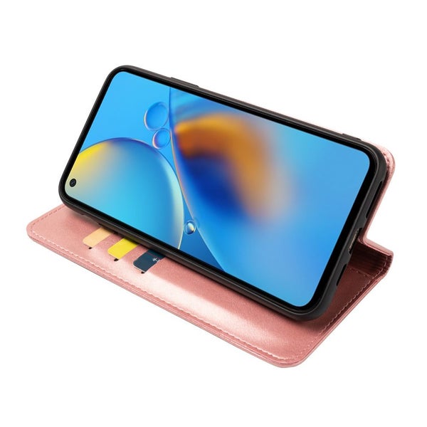 Iphone 16e PU leather slim flip case concealed magnet rose gold Carousel 5