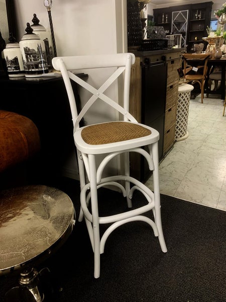 Cross Back Bar chair 670mm Seat Height ,-Oak White Carousel 1
