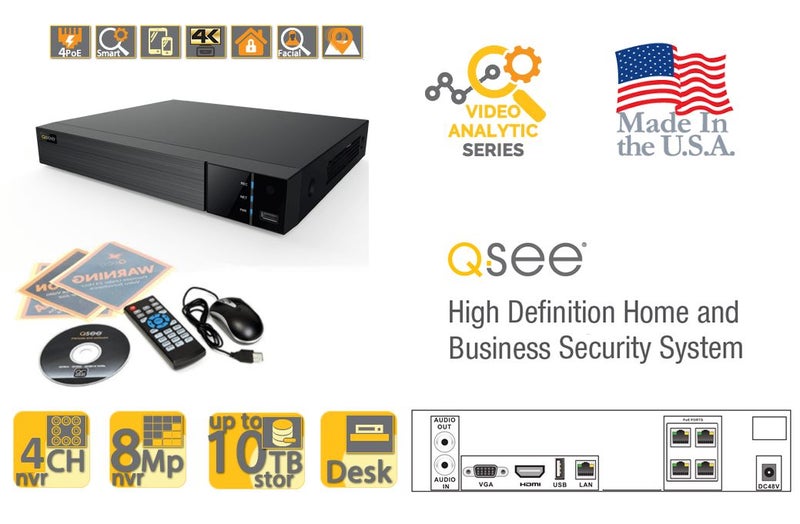 CCTV Q-See 4 Channels NVR IP 8MP resolution USA Brand Carousel 1