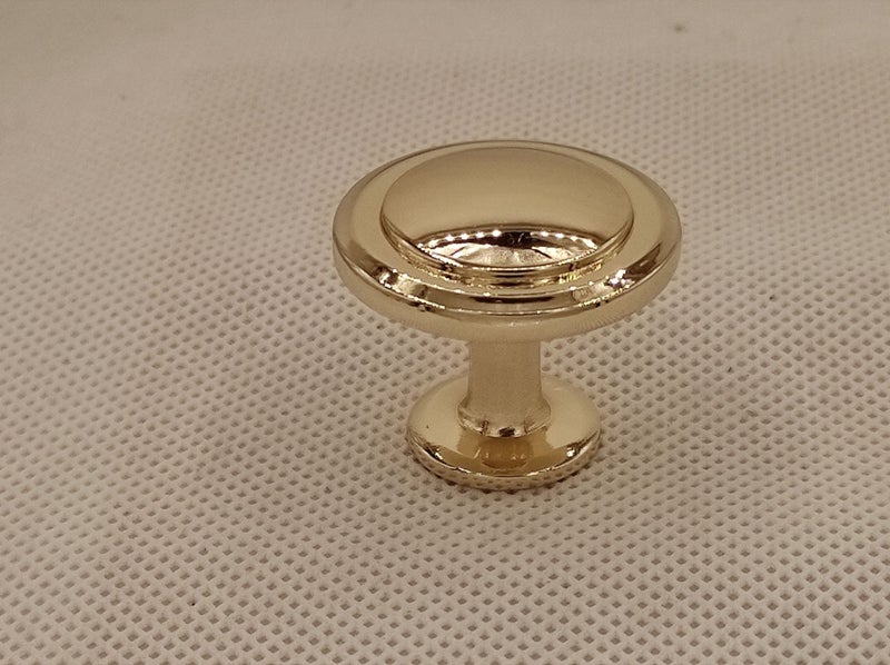 Knob Shiny Gold Round Grooved Medium - Cabinet Drawer and Cupboard Door Modern Carousel 1
