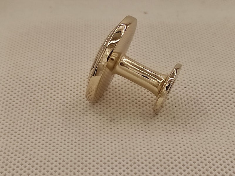 Knob Shiny Gold Round Grooved Medium - Cabinet Drawer and Cupboard Door Modern Carousel 2
