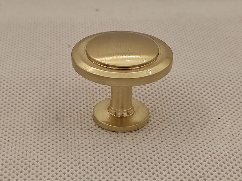 Knob Brushed Brass Round Grooved Medium - Cabinet Drawer and Cupboard Door Moder Carousel 1