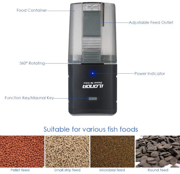 ILONDA Automatic Fish Feeder Timer Fish Food Dispenser Carousel 6