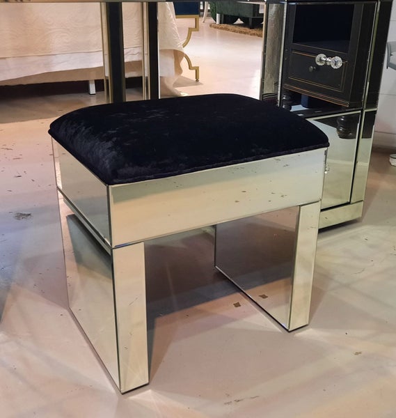Fatima Mirrored Stool Black Velvet **35% OFF** Carousel 2