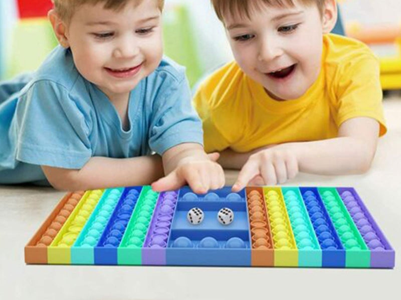 2 X Blue Yellow Big Size Push Pop Game Fidget Toy Chess Board Game with Dice Carousel 2