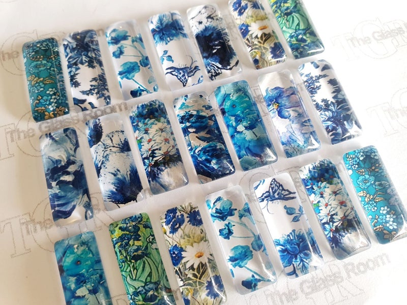 *NEW IN* Blue Flower Surprise Lucky Dip Glass Tiles 10mmx25mmx5mm628638487187221111