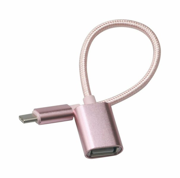 USB 3.1 Type C to USB A Female OTG USB Host Adapter Converter Braided Cable Carousel 1