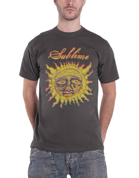 Sublime T Shirt Yellow Sun Band Logo new Official Mens Charcoal Grey Carousel 1