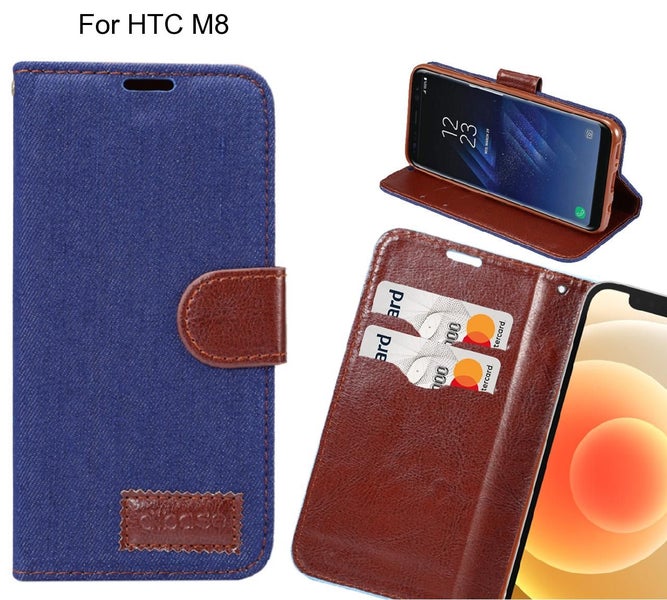 HTC M8 Case Wallet Case Denim Leather Case Carousel 1