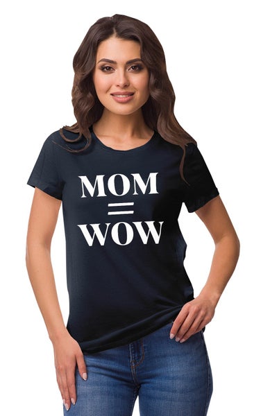 Inkmeso Crew Neck Mom Wow Graphic Tshirt Short Sleeve Women Cotton Tee Carousel 1