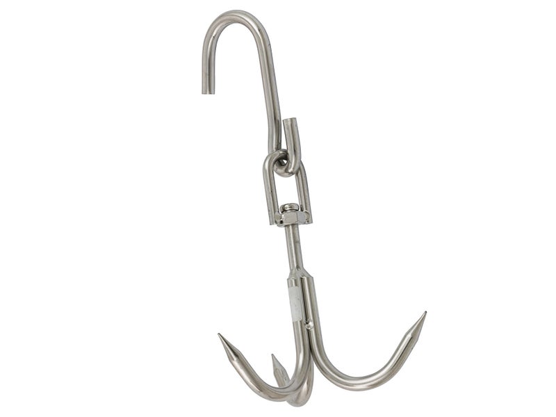 3 Pronged Meat Hook Spike with Hanger Stainless Steel 30cm High Carousel 1