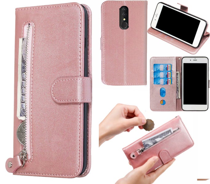 Alcatel 3 2019 pu leather wallet case cowhide finish card zipper RG Carousel 1