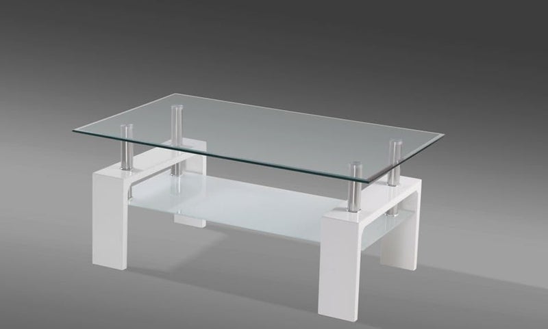 Closing down sale new LILY Coffee table Clear top White legs Carousel 1