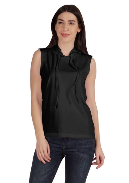 Inkmeso Womens Sleeveless Drawstring Hoodie Tank Top Plain Jersey Tshirt Carousel 1