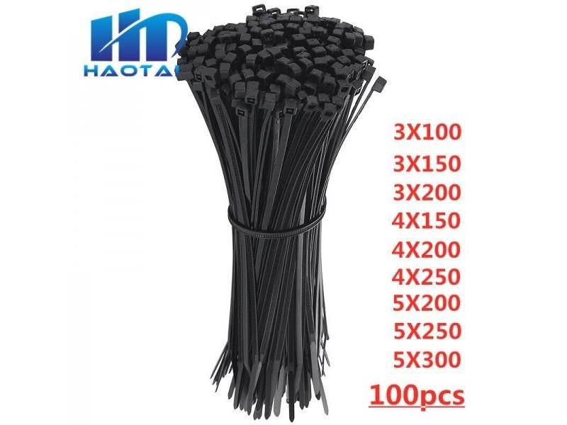 Self-Locking Plastic Nylon Wire Cable Zip Ties 100pcs Black Cable Ties Fasten Carousel 1