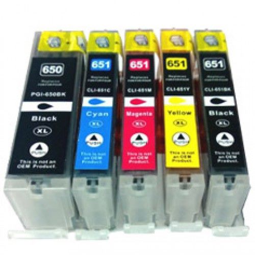 PGI650XL CLI651XL set of 5 comp. ink for Canon 650 PGI650 CLI651 iP7260 iX6860 Carousel 1