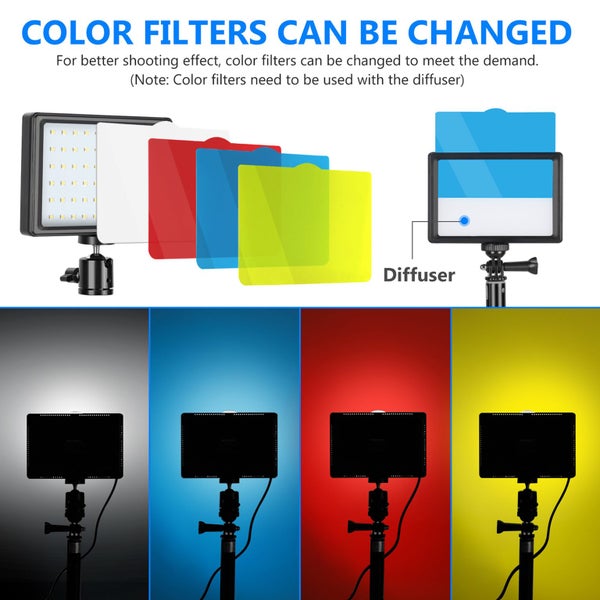 Neewer Dimmable 5600K USB LED Video Light 2-Pack w/ Remote Control,Tripod & Bag Carousel 2