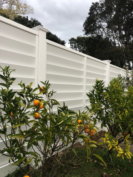 Weatherboard PVC Fence White 1.8m high Carousel 3
