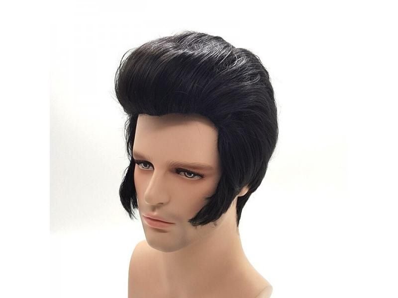 Mens Rock Singers Elvis Aron Presley Cosplay Wig Party Elvis Presley Black Carousel 1