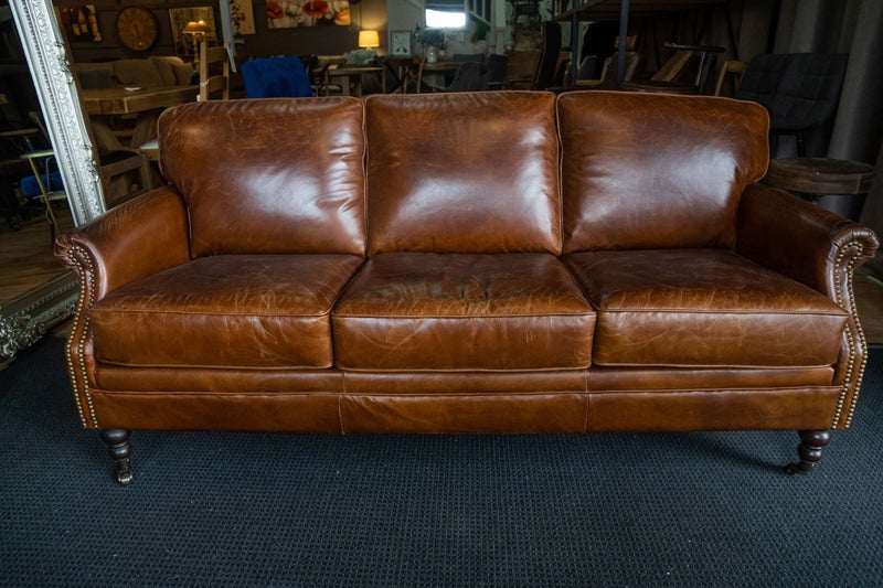 Urbano Interiors - Sandringham Aged Italian Leather 3 Seater Carousel 1