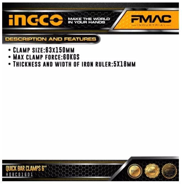 Quick Bar Clamps INGCO 6" Carousel 4