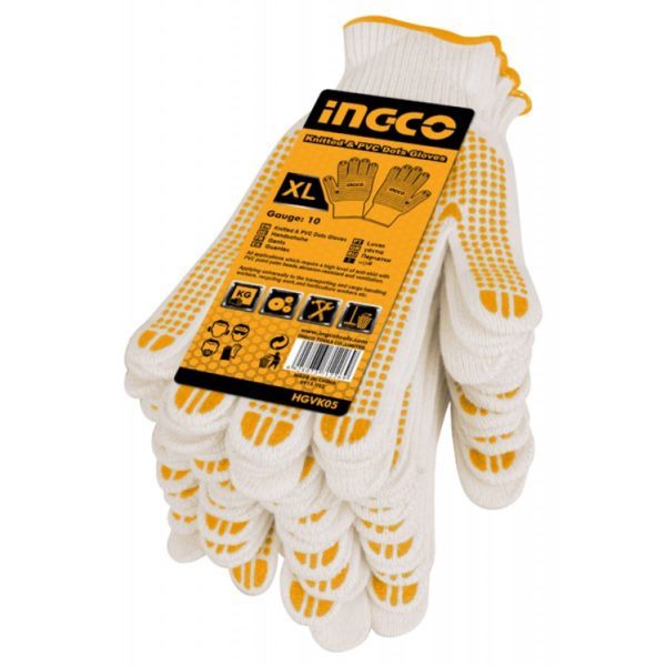 Knitted & PVC Dots Gloves 12 PAIRS (XL)64473546840961110