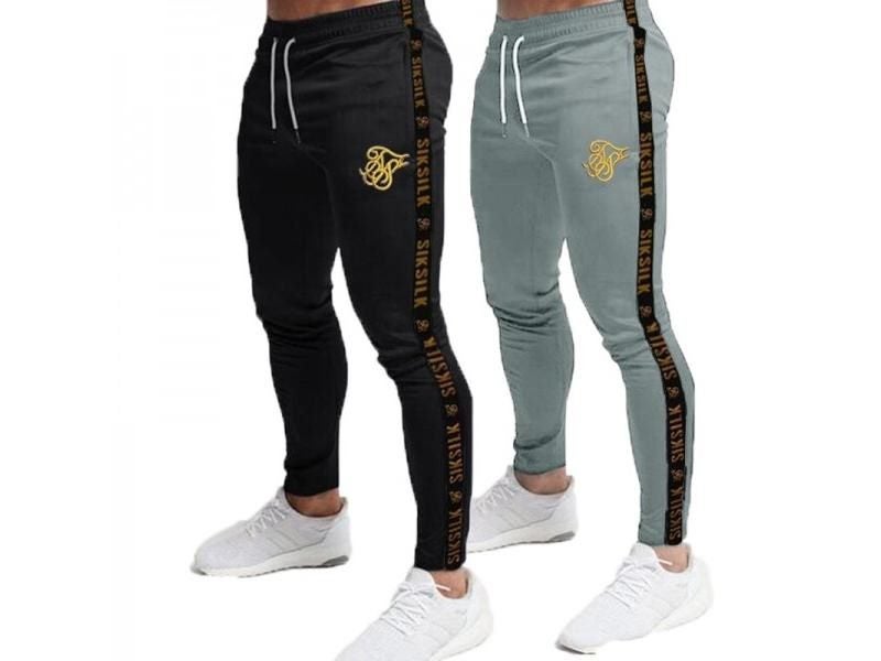 Mens Joggers Sweatpants Sik Silk Fitness Elastic Trousers Hip Hop Skinny Carousel 1