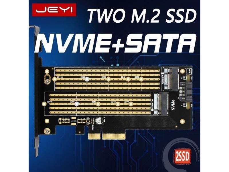 JEYI SK6 M.2 Dual M.2 PCIE 4.0 Adapter For NVMe / NGFF SSD NVME (m Key) And Carousel 1