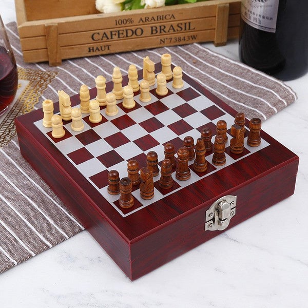 Chess Square Wooden Box Set & Wine Opener Gift Set Carousel 2