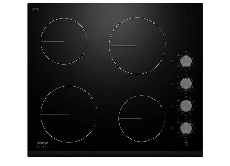 Euromaid 60cm Ceramic Cooktop With 4 Zones and Dial Controls Carousel 1